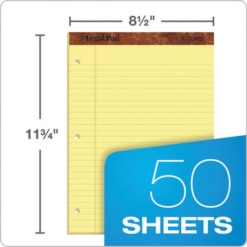 TOPS™ "the Legal Pad" Ruled Perforated Pads, Wide-legal Rule, 50 Canary-yellow 8.5 X 11.75 Sheets, Dozen freeshipping - TVN Wholesale